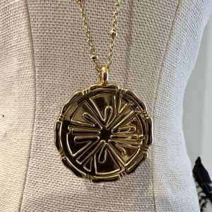 Lilly Pulitzer Gold Medallion Necklace with adjustable clasp.